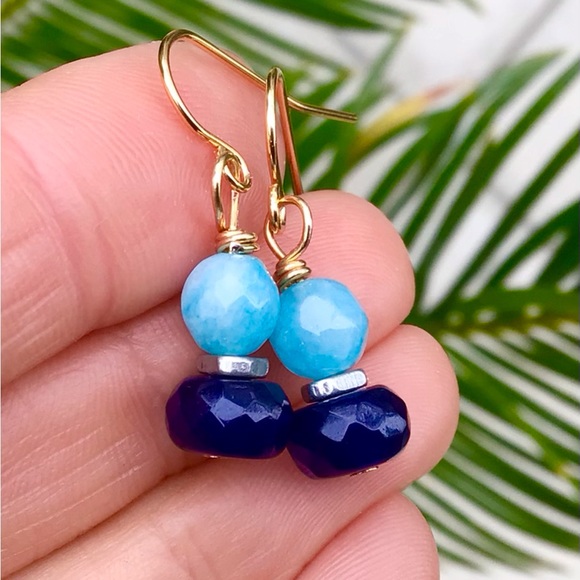 Aquamarine Sapphire Sundance Charm Earrings - Picture 1 of 5